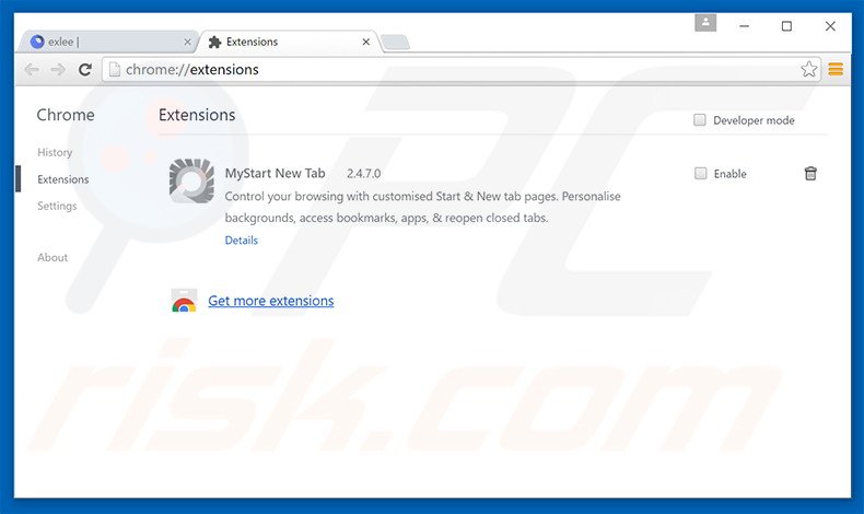 Suppression des extensions reliées à exlee.com dans Google Chrome 