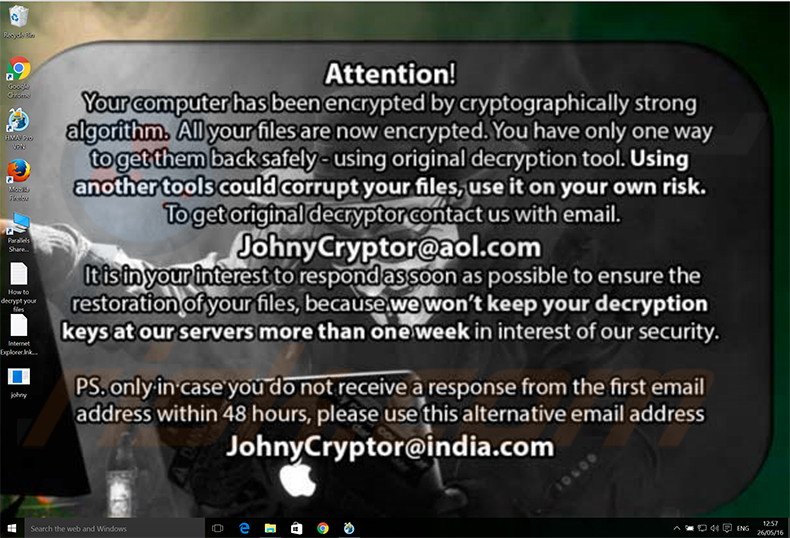 Instructions de décryptage de JohnyCryptor 