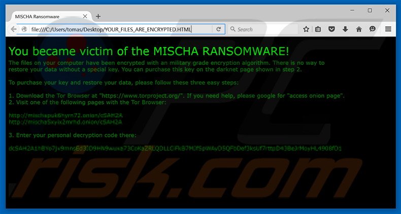 Instructions de décryptage de MISCHA 