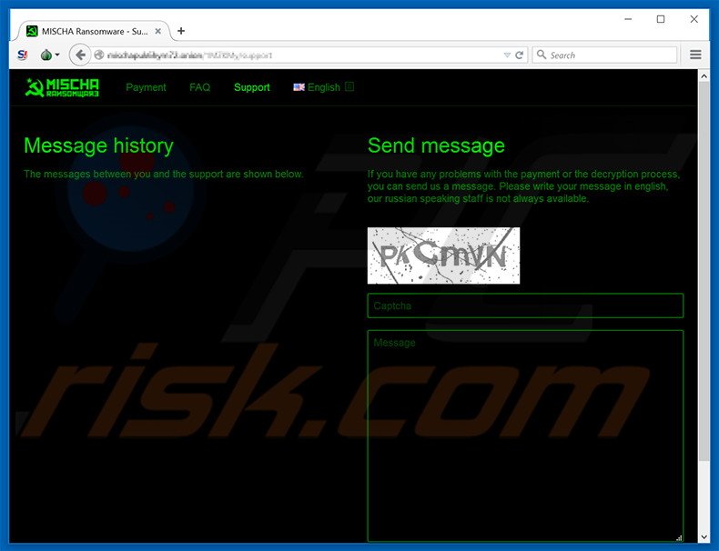 soutien web du rançongiciel MISCHA 