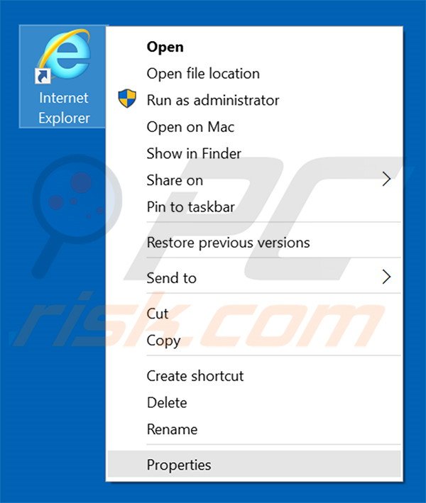 Suppression du raccourci cible de searchvvay.com dans Internet Explorer étape 1