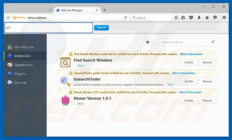 Suppression des publicités SysWeatherAlert dans Mozilla Firefox étape 2