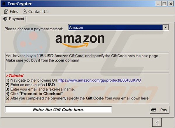 décrypteur de TrueCrypt acceptant les cartes cadeaux d'Amazon 