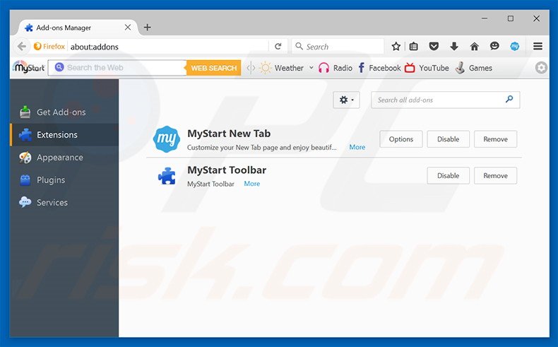 Suppression des extensions reliées à yeabests.cc dans Mozilla Firefox 