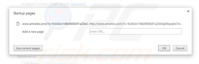 Suppression de la page d'accueil d'amisites.com dans Google Chrome 