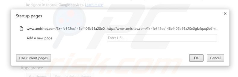 Suppression de la page d'accueil d'amisites.com dans Google Chrome 