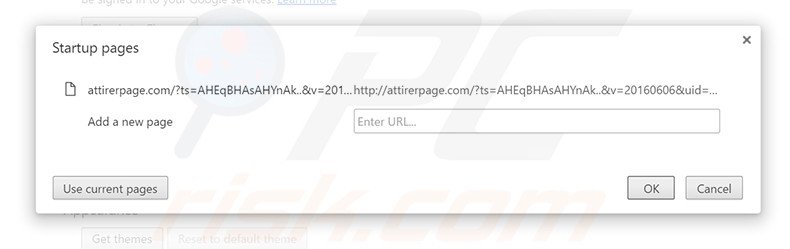 Suppression de la page d'accueil d'attirerpage.com dans Google Chrome 
