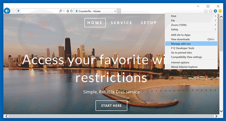 Suppression des publicités Counterflix dans Internet Explorer étape 1