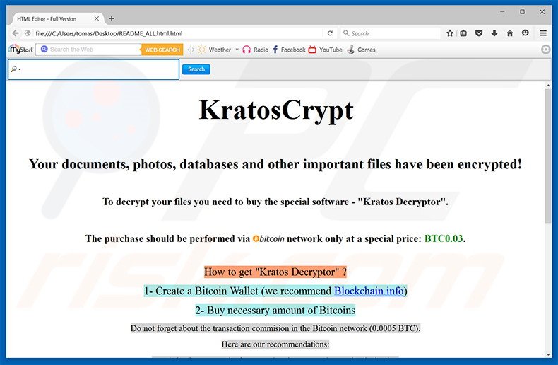 Instructions de déchiffrage de KratosCrypt 