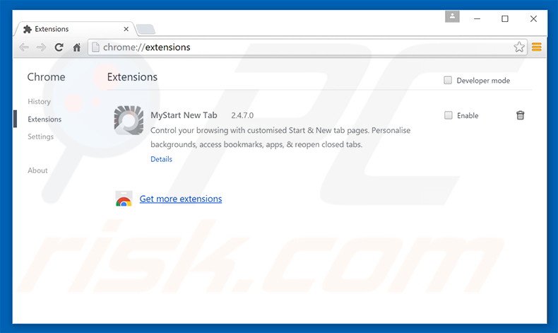 Suppression des extensions reliées à search.mediatab.tv dans Google Chrome 