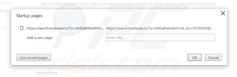 Suppression de la page d'accueil desearch.mediatab.dans Google Chrome 