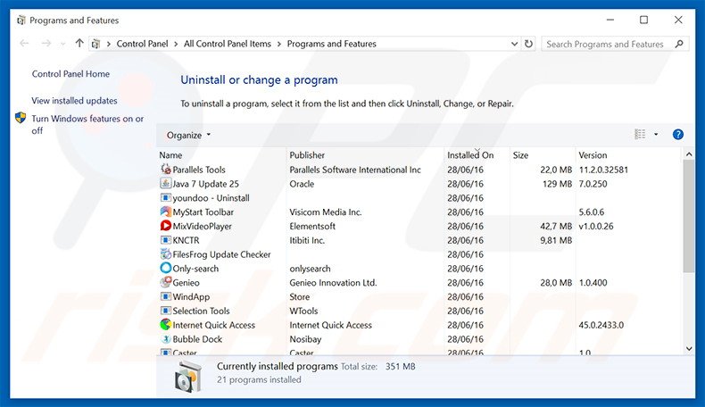 Désinstallation du pirate de navigateur navsmart.info via le Panneau de Configuration