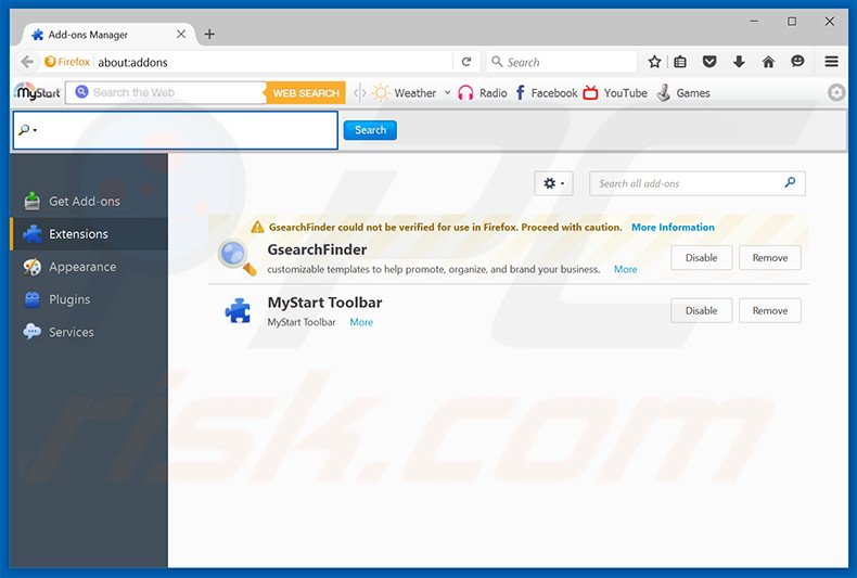 Suppression des extensions reliées à nuesearch.com dans Mozilla Firefox 