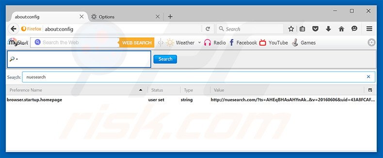 Suppression du moteur de recherche par défaut de nuesearch.com dans Mozilla Firefox 