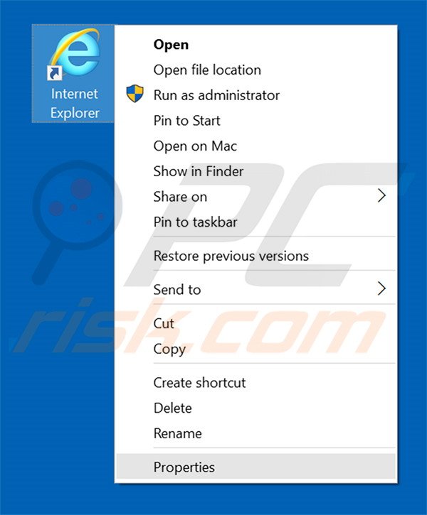 Suppression du raccourci cible de trotux.com dans Internet Explorer étape 1