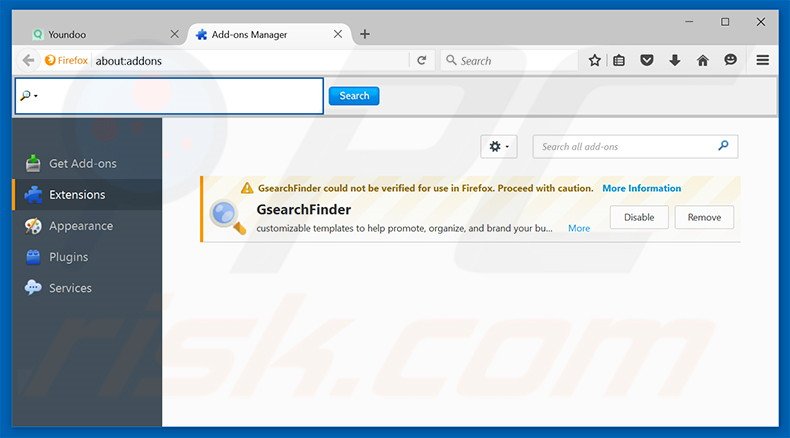  Suppression des extensions reliées à youndoo.com dans Mozilla Firefox 