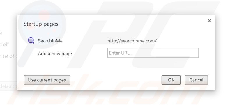 Suppression de la page d'accueil de searchinme.com dans Google Chrome 