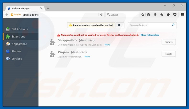 Suppression des extensions reliées à searchinme.com dans Mozilla Firefox 
