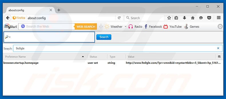 Suppression du moteur de recherche par défaut de 9o0gle.com dans Mozilla Firefox 