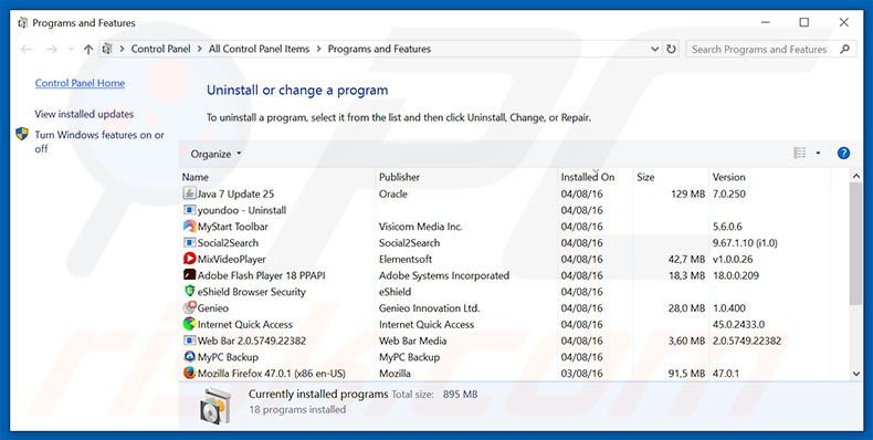 Désinstallation du logiciel de publicité BLOCK due to Suspicious Activities via le Panneau de Configuration