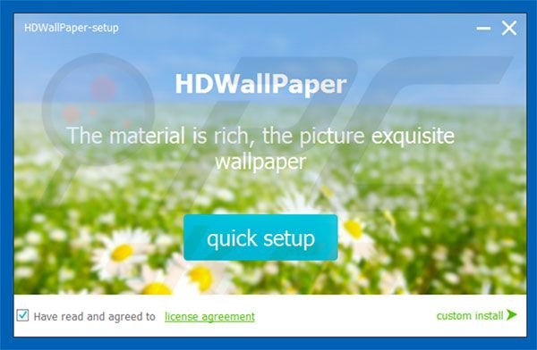 Configuration officielle de l'installateur du logiciel de publicité HDWallpaper 