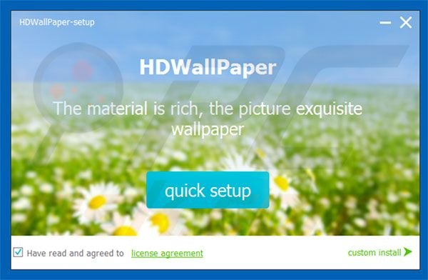 Configuration officielle de l'installateur du logiciel de publicité HDWallpaper 