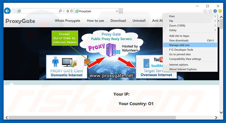 Suppression des publicités ProxyGate dans Internet Explorer étape 1