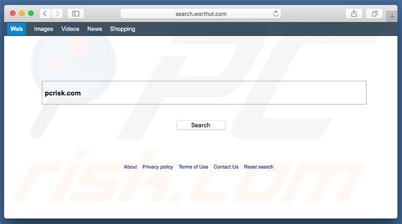 Pirate de navigateur search.worthut.com sur on ordinateur Mac 