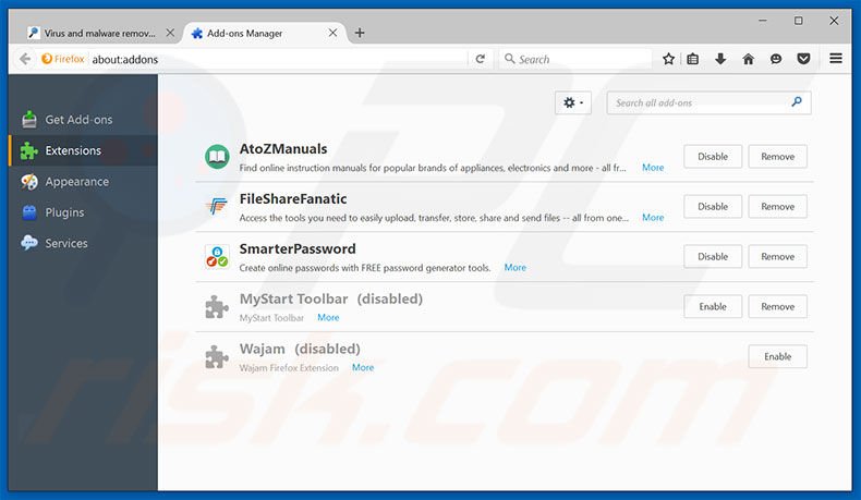 Suppression des publicités AdsKeeper dans Mozilla Firefox étape 2