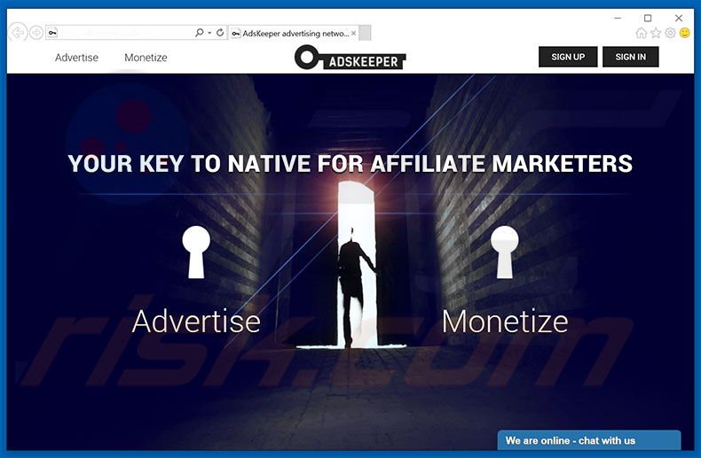 Site web du réseau publicitaire d'AdsKeeper 