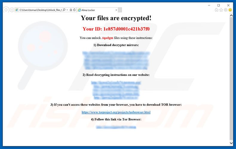 Instructions de décryptage d'Alma Locker