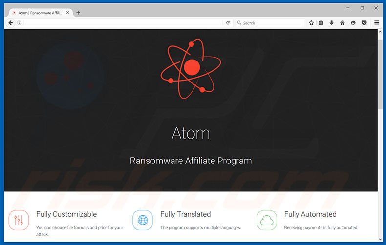 Site web du rançongiciel Atom 