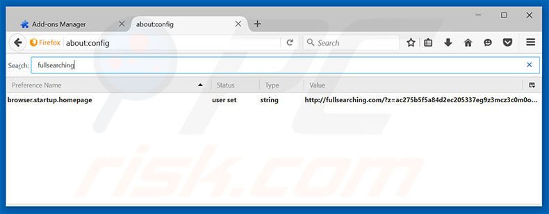 Suppression du moteur de recherche par défaut de fullsearching.com dans Mozilla Firefox 
