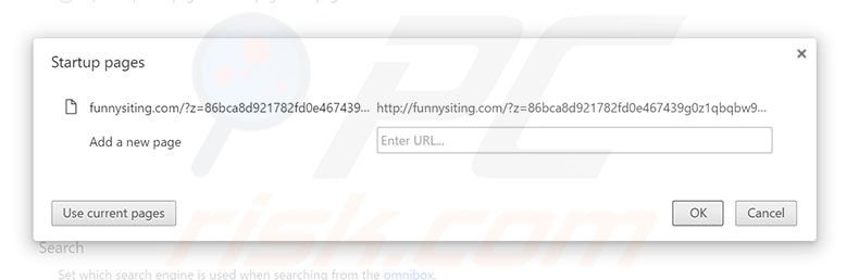 Suppression de la page d'accueil de funnysiting.com dans Google Chrome 