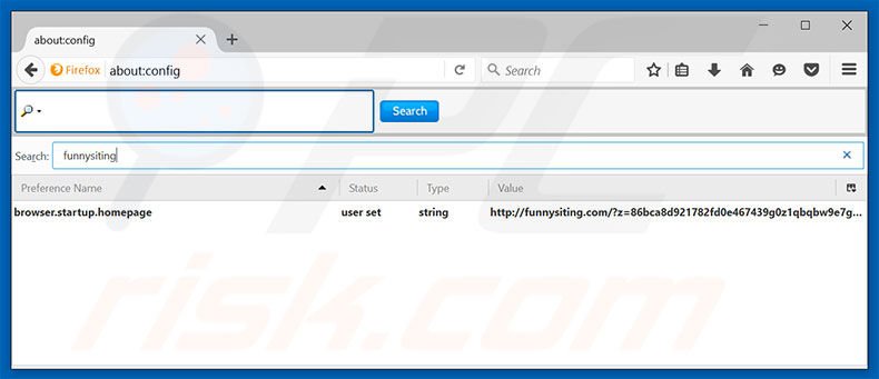Suppression du moteur de recherche par défaut de funnysiting.com dans Mozilla Firefox 