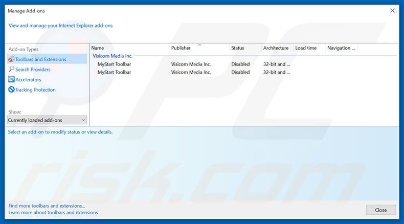 Suppression des extensions reliées à funnysiting.com dans Internet Explorer 
