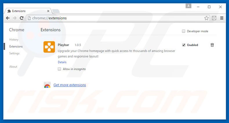 Suppression des extensions reliées à play-bar.net dans Google Chrome 