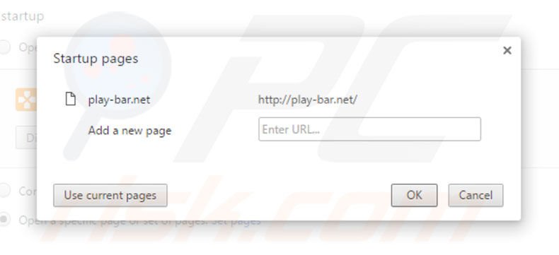 Suppression de la page d'accueil de play-bar.net dans Google Chrome 
