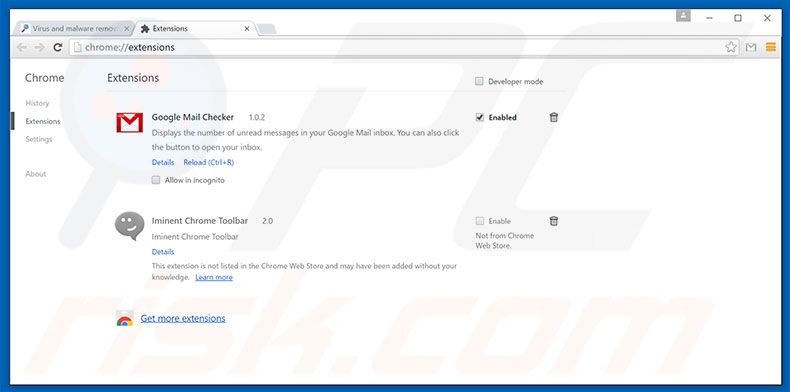 Suppression des publicités VidSqaure dans Google Chrome étape 2