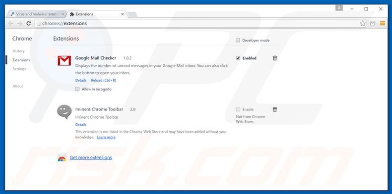Suppression des publicités VidSqaure dans Google Chrome étape 2