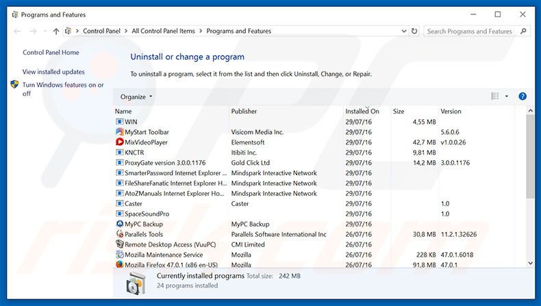 Désinstallation du logiciel de publicité You have a ZEUS virus via le Panneau de Configuration