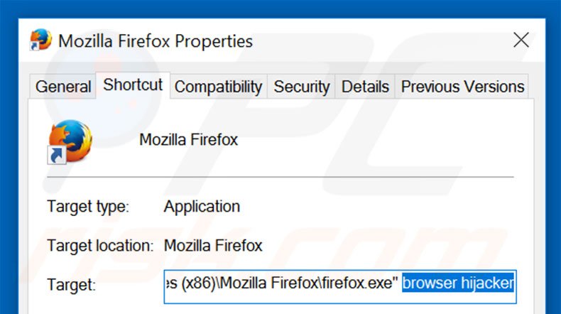 Suppression du raccourci cible de go.mail.ru dans Mozilla Firefox étape 2