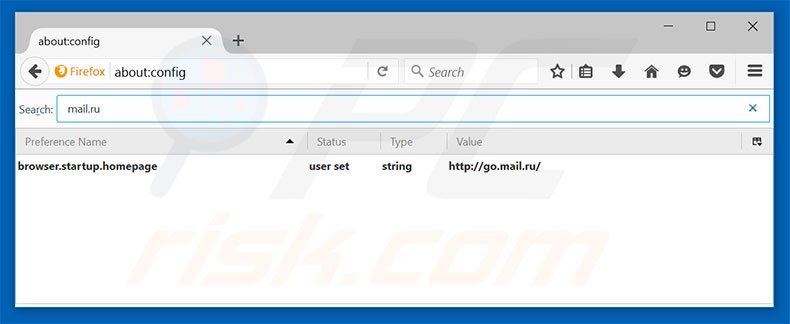 Suppression du moteur de recherche par défaut de go.mail.ru dans Mozilla Firefox 