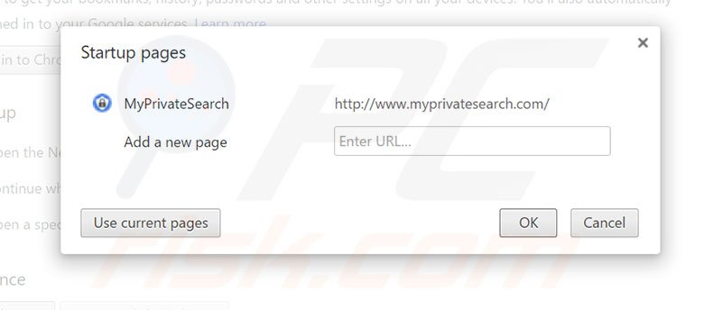 Supprimer myprivatesearch.com de la page d'accueil de Google Chrome