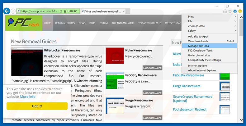 Suppression des publicités Ads par Not set dans Internet Explorer étape 1