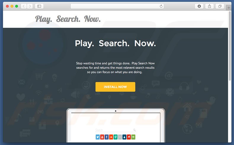 Site web utilisé pour publiciser search.playsearchnow.com