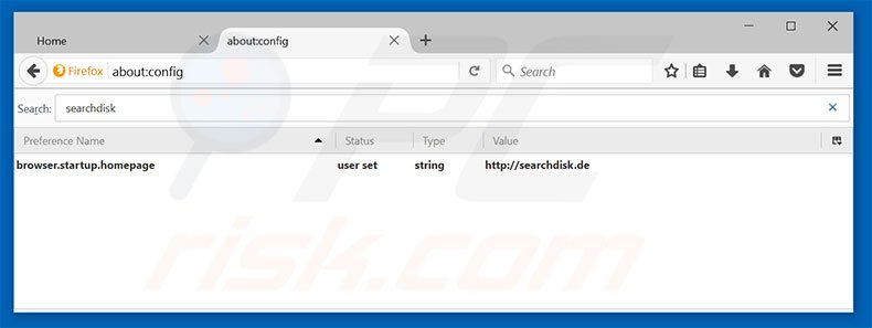 Suppression du moteur de recherche par défaut de searchdisk.de dans Mozilla Firefox 