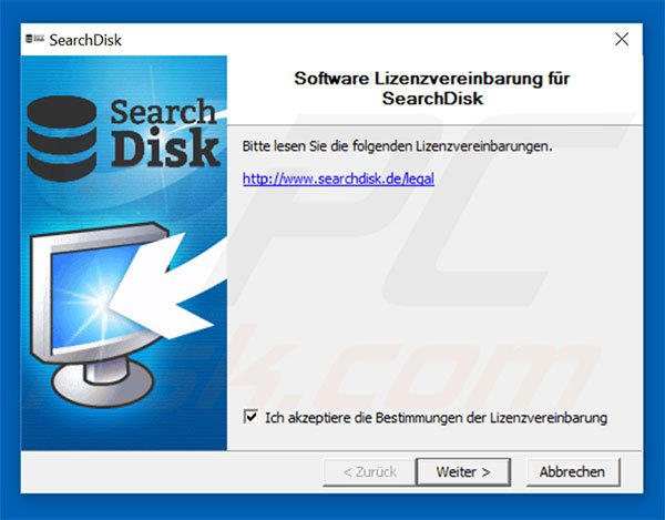Configuration officielle de l'installatiob du pirate de navigateur Search Disk