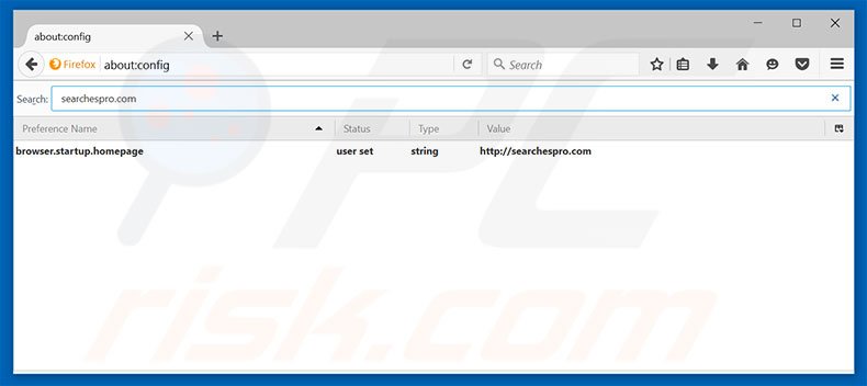 Suppression du moteur de recherche par défaut de searchespro.com dans Mozilla Firefox 