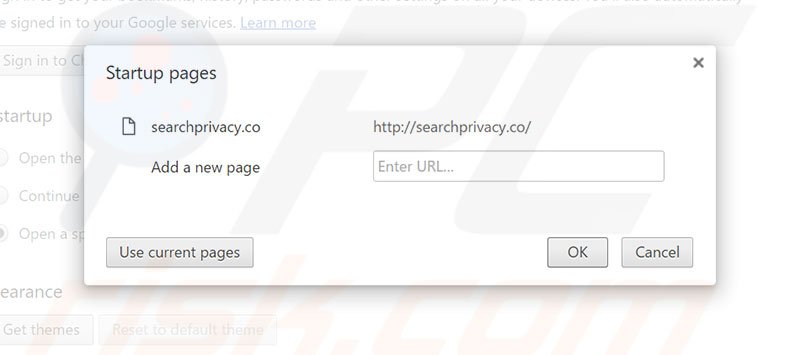 Suppression de la page d'accueil de searchprivacy.co dans Google Chrome 